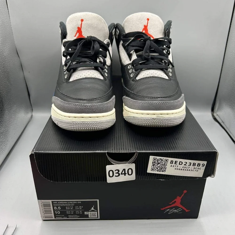 Nike Air Jordan 3 Retro Rare Air Shoes Men Size 8.5 Black Chile Red‎ IB8967-004